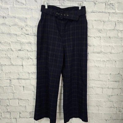 Alex Marie paperbag high waist pants Sz 10 plaid belted wide leg trouser A26 - Image 1 of 3