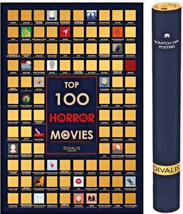 Top 100 Horror Movies Scratch-Off Poster 16"x 24" Open Box Divalis - Picture 1 of 7