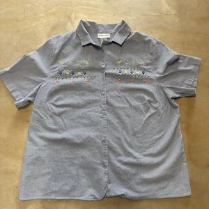 Camicia donna Alfred Dunner manica corta con bottoni taglia 18W design tropicale blu - Foto 1 di 9