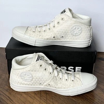 匡威 Converse CTAS Madison Mid 钩针针织运动鞋女式 10 码复古白色象牙白 — 第 1/4 张图片