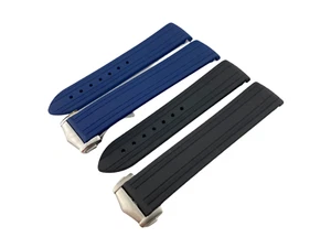 20 mm schwarz oder marineblau Kautschuk/Silikon Armband Band passt Omega Uhr + Pins - Bild 1 von 25