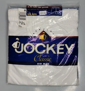 Vtg 1996 Jockey Classic Big Man Full Cut 2-Pack White Cotton Boxers Sz 50 #6695 - Picture 1 of 4