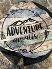 Camper Spare Tire Cover  Adventure Awaits Waterproof Nylon Material
