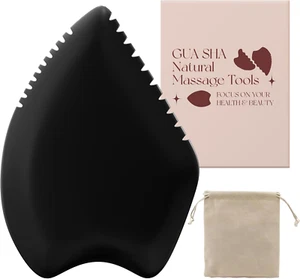 Gua Sha Facial Tool: Black Jade Stone Face Gua-Sha Tools, Natural Bian Stones Fu - Picture 1 of 12
