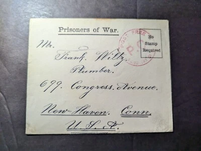 WWI England Prisoner of War POW Cover to New Haven CT Connecticut USA - Image 1 of 2