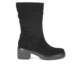 Michael Kors Whitaker Black Suede Boots Chunky Heel Mid-Calf Women's US 6 - Picture 1 of 18