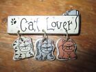 CAT LOVER BROOCH WITH MOUSE & 3 CATS LOVELY  Ceramic VINTAGE