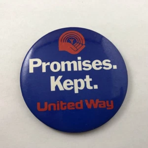 PROMESAS VINTAGE. MANTENIDO. UNITED WAY / Publicidad Logo Promo Botón Pinback - Imagen 1 de 2