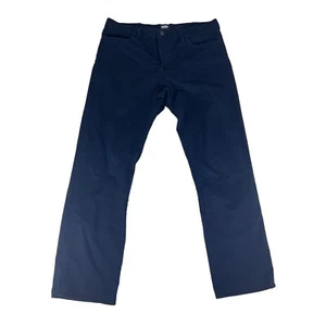 Lands' End Stretch Slim Fit Straight Leg Pants Men's 35 Navy Blue Pockets Casual - Picture 1 of 8