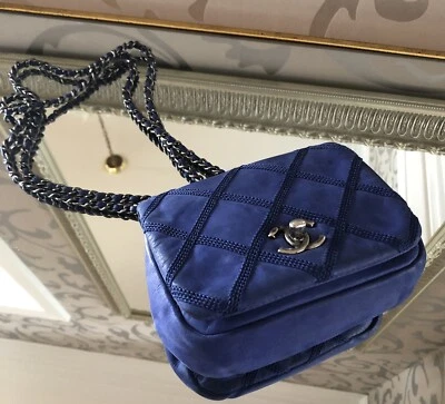 Bolso de mano Chanel 2013 cobalto azul real cuero cinta de ganchillo solapa cadena Foto 1 de 4