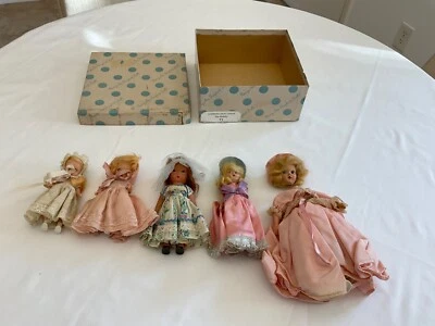 5 muñecas Nancy Ann Storybook necesitan reparaciones vendidas como están mezcladas caja original vintage Foto 1 de 4