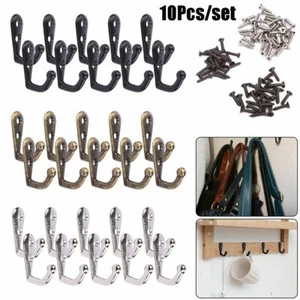 10pcs Clothes Coat Towel Hat Hangers Door Wall Bedroom Bathroom Hooks w/ Screws - Picture 1 of 14