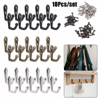 10 ganchos para ropa abrigo toalla sombrero perchas puerta pared dormitorio baño con tornillos Foto 1 de 4