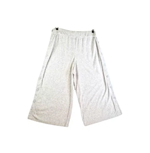 SATURDAY SUNDAY Light Gray Terry Pants Sz Large Button Wide Leg Anthropologie - Picture 1 of 6
