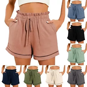 Womens Casual Shorts High Waisted Beach Cruise Shorts Cute Comfy Summer Pants US - Picture 1 of 48
