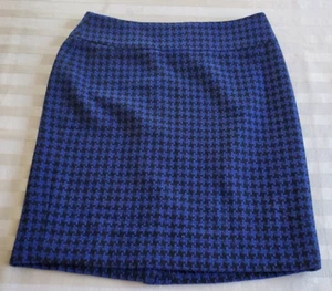 NWT Ann Taylor Blue & Black Hounds Tooth Pencil Skirt Size 6 Polyester/Wool Blen - Picture 1 of 4