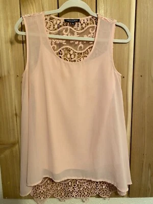 Top sin mangas de encaje rosa Linea Domani talla 6 nuevo sin etiquetas Foto 1 de 2