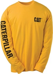 T-shirt a maniche lunghe Caterpillar da uomo marchio Banner cotone giallo #1510034 - Foto 1 di 1