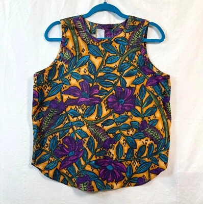 Blusa de Colección Jacqueline Ferrar Sin Mangas para Mujer Talla M Multi Floral Años 90 Algodón Top Foto 1 de 4