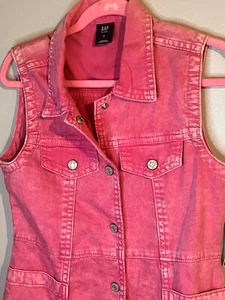 GAP Kids NWT M 8-9 new Pink Jean Wash sleeveless shirt Dress pockets New 80 look - Picture 1 of 7