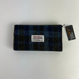 Auténtica cartera larga Harris Tweed azul/marrón tartán para dama LB2106-COL40 - Imagen 1 de 6