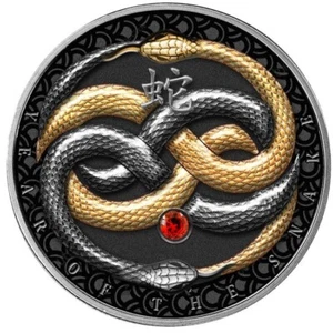 YEAR OF SNAKE Ruthenium Black Proof Silver Coin 500 Francs Cameroon 2025 - Picture 1 of 3