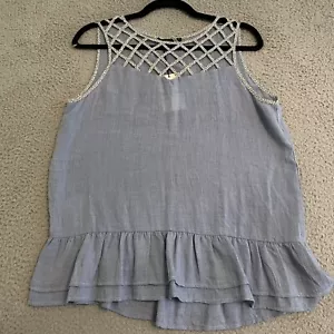 THML Womens Top Size M Sleeveless Cage Front Peplum Blue Anthropologie NEW - Picture 1 of 9