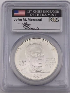 1998-S PCGS MS69 $1 Crispus Attucks Signed By John M. Mercanti - Picture 1 of 2