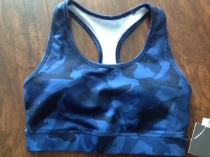 NWT GAP FIT WOMANS SPORTS BRA REMOVABLE CUPS X-SMALLsz /BLUE CAMO - Picture 1 of 3
