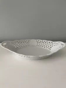 Porzellan Netz Oval Schale massiv weiß - Bild 1 von 9