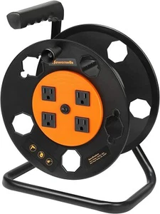 DEWENWILS Extension Cord Storage Reel Heavy Duty Open Cord Reel with 4 Outlets - Picture 1 of 7