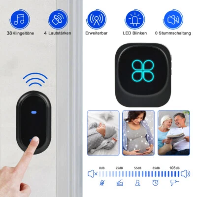 Battery-free wireless doorbell, doorbell wireless 1/2 receiver, front door bell lP68 - Image 1 of 4