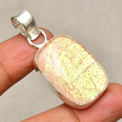 Ciondolo gioiello in argento sterling 925 fatto a mano con pietra preziosa op... - Immagine 1 di 4