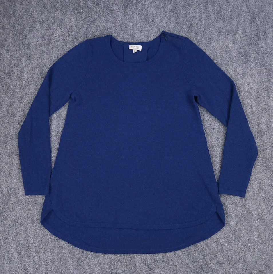 Suéter Kinross Mujer Medio Azul Cachemira Tejido Apretado Cuello Redondo Cremallera Hombro Foto 1 de 4