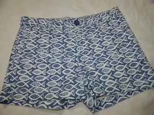NWOT Fat Face Girls 11/12 Young Crew Blue Fish canvas Shorts ADJ waist - Picture 1 of 6