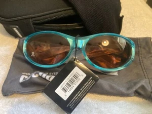 New COCOONS SUNWEAR Polarized FITOVER SUNGLASSES Aqua Frame Gray Lens w/CASE - Picture 1 of 3