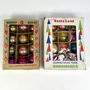 Ornamenti in vetro Brite lucido e terra di Babbo Natale vintage set misto di 12 in scatola LEGGI - Foto 1 di 24