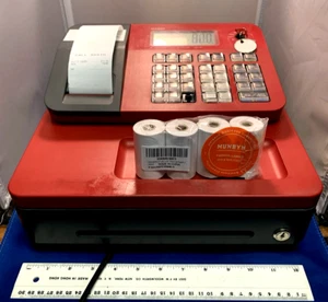 Casio SE-G1 Elektronische Registrierkasse Rot Hat Strom. Verkauf für Ersatzteile - Bild 1 von 17