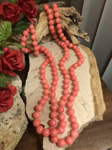 Rosa Koralle Runde Perle 8,5 mm Perlen Verknotet Halskette 50", 120,9 g - Bild 1 von 12