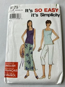 Camiseta sin mangas Simplicity patrón de costura 9179 Misses falda pantalones capri tallas XS-XL UC - Imagen 1 de 2