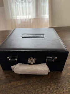 John Varvatos Okulary Biżuteria Heban Skóra Pudełko do przechowywania (BWL Chromowane serce) - Zdjęcie 1 z 8