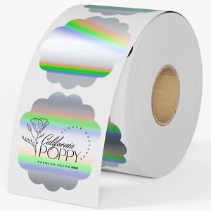 400 PIEZAS Etiquetas Térmicas Holográficas 2" Flor Gracias Pegatinas por Etiqueta Diseño Logo - Imagen 1 de 7
