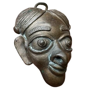 Vintage/antique Bronze Mask Sculpture Wall Hanging 4.5” African Unique - Picture 1 of 8