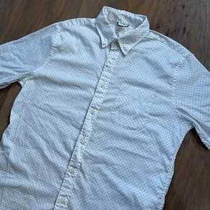 Faherty Shirt Mens L White Lightweight Supima Cotton AOP Button Up Camp Casual - Picture 1 of 11