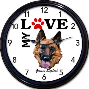 Orologio da parete cane pastore tedesco cucciolo amo il mio pastore cani cani nuovo 10" - Foto 1 di 1