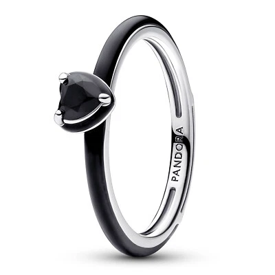 PANDORA Schmuck Damenring Silber Schwarzes Chakra Herz 193088C01 - Bild 1 von 3