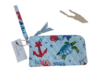 VERA BRADLEY RFID Tech Wristlet - Anchors Aweigh Blue Sea Life with Turtle NWT - Picture 1 of 5