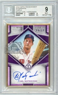 Carl Yastrzemski 2019 Topps Transcendent Purple Autograph Card TCA-CY 6/10 BGS 9 - Image 1 of 2