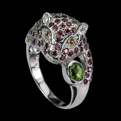925 Sterling Silver Ring Oval Chrome Diopside Sapphire Gemstone Tiger Jewelry Sz - Image 1 of 4
