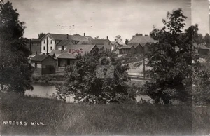 Hamburg MI Michigan Railroad Depot Pond & Hotel c1914 RPPC Photo Postcard COPY - Picture 1 of 2